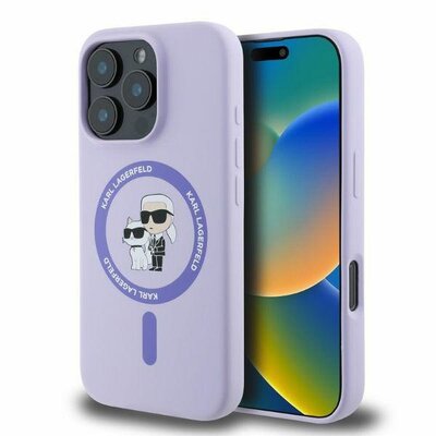 KARL LAGERFELD tok IPHONE 16 Pro Max compatible with MagSafe KLHMP16XSCMKCRHU (Silicone KC Body Ring) purple