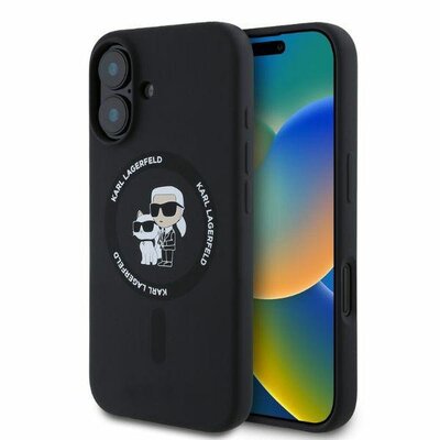 KARL LAGERFELD tok IPHONE 16 compatible with MagSafe KLHMP16SSCMKCRHK (Silicone KC Body Ring) black