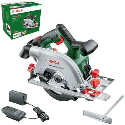 Bosch Home and Garden UniversalCirc 18V-53 Akkus kézi körfűrész készlet Vágási mélység max. (90°) 53 mm akkuval, Töltővel 18 V 2.5 Ah