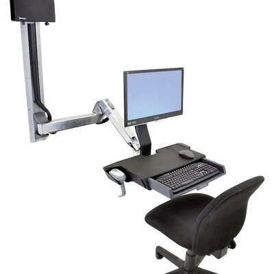 Ergotron StyleView Sit-Stand Combo 1 részes Monitor fali tartó 25,4 cm (10) - 61,0 cm (24) Alumínium (polírozott) Állítható magasságú, Billentyűzet tartó,