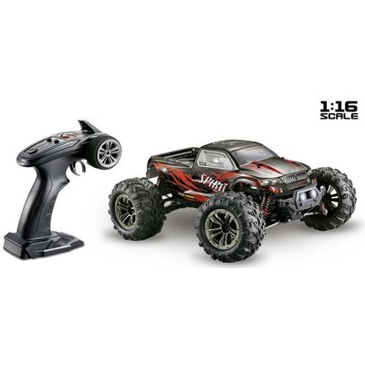 Absima Spirit Fekete, Piros Brushed 1:16 RC modellautó Elektro Monstertruck 4WD RtR 2,4 GHz Akkuval és töltőkábellel