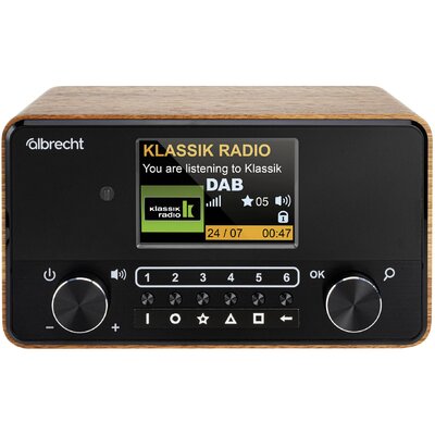 Albrecht DR 866 Asztali rádió DAB+, FM AUX, Bluetooth®, DAB+, URH Érezhető gombok, Bemondás funkció, Ébresztő funkció Dió