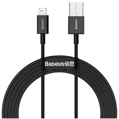 BASEUS CALYS-C01 BASEUS SUPERIOR adatkábel (USB - lightning, 2.4A, PD gyorstöltő, 200cm, törésgátló) FEKETE