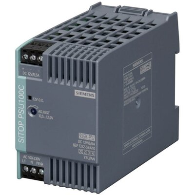 Siemens SITOP PSU100C 12 V/6,5 A Kalapsínes tápegység 12 V/DC 6.5 A 78 W Kimenetek száma:1 x Tartalom, tartalmi egységek rendelésenként 1 db