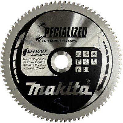 Makita E-06323 Körfűrészlap 260 x 30 x 1.85 mm Fogak száma (collonként): 81 1 db