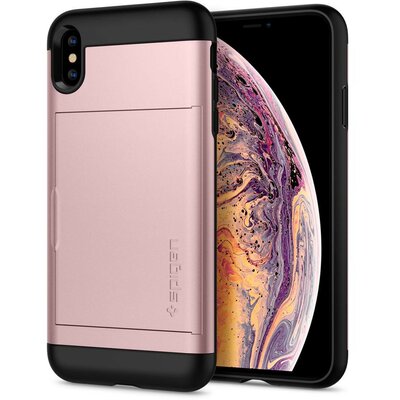 Apple iPhone XS Max, TPU szilikon tok, műanyag hátlappal, Spigen Slim Armor CS, vörösarany