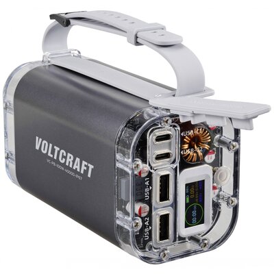 VOLTCRAFT VC-PB-100W-40000-IP67 Powerbank 40000 mAh Power Delivery LiPo Alumínium-szürke LED-es zseblámpa, kültéri, állapotjelző