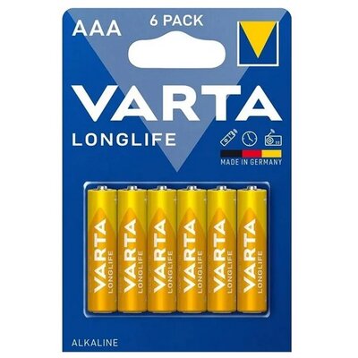 VARTA 4103101416 VARTA LONGLIFE tartós elem (AAA, LR03, 1.5V, alkáli) 6db/csomag