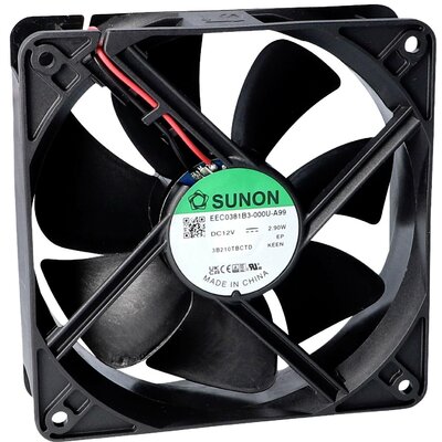 Sunon EEC0381B2-000U-A99 Axiális ventilátor 12 V/DC 197.03 m³/óra (H x Sz x Ma) 38 x 120 x 120 mm