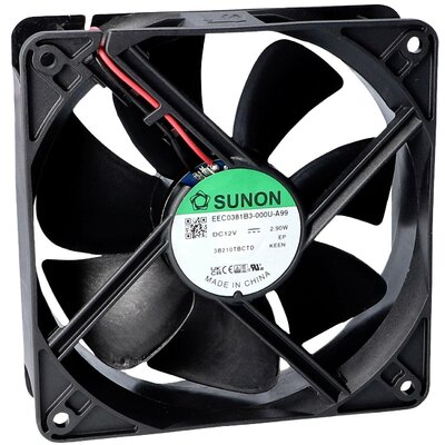 Sunon EEC0381B3-000U-A99 Axiális ventilátor 12 V/DC 157.96 m³/óra (H x Sz x Ma) 38 x 120 x 120 mm