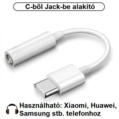 Telefon Type-C-ből Jack 3.5 mm-be való átalakító - Fehér