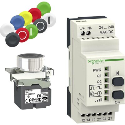 Schneider Electric XB4RFA02 XB4RFA02 Nyomógomb 240 V/AC 1.5 A Nyomó Zöld, Sárga 1 készlet