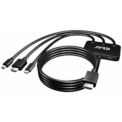 club3D CAC-1630 USB-C® / HDMI / Mini DisplayPort Átalakító [1x USB-C®, HDMI®, Mini DisplayPort - 1x HDMI®] Fekete 30 cm