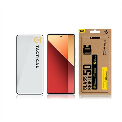 Xiaomi Redmi Note 13 5G / Note 13 Pro 4G / Poco M6 Pro 4G, Kijelzővédő fólia, ütésálló fólia (az íves részre is!), Tempered Glass (edzett üveg), Full Glue, Tactical Glass Shield 5D, fekete