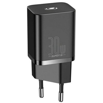 Hálózati töltő adapter, 30W, USB Type-C aljzat, gyorstöltés, Baseus Super SI 1C, fekete