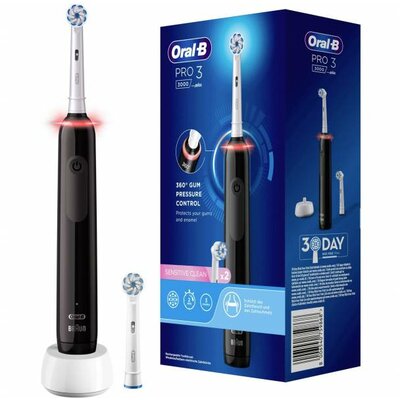 Oral-B 3000 Black JAS22 Elektromos fogkefe Forgó/oszcilláló/pulzáló Fekete