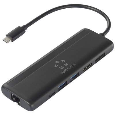 Univerzális USB-C dokkoló állomás, USB-C tápellátás, Renkforce RF-5239502