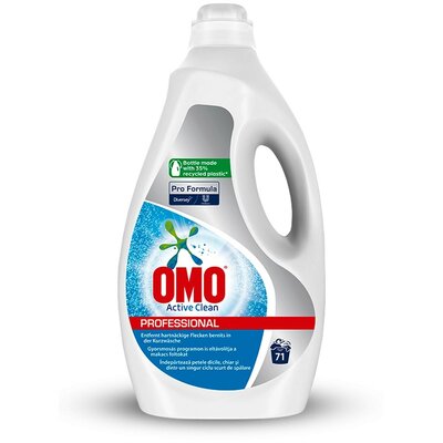 Omo Pro Formula Active Clean folyékony mosószer flakonos környezetbarát csomagolásban - 71 mosás 5L