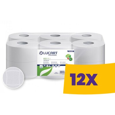 Lucart Eco 19J környezetbarát WC papír 19cm átm. - 2 rétegű, fehér, 120m (Karton - 12 tek)