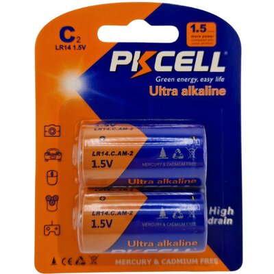 PKCELL Alkaline tartós baby elem C LR14 2db-os