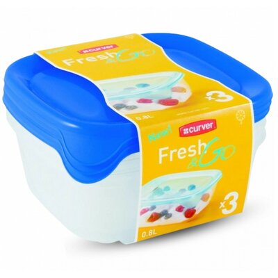 Curver Fresh & Go szögletes ételtartó doboz szett 3 x 0.8L