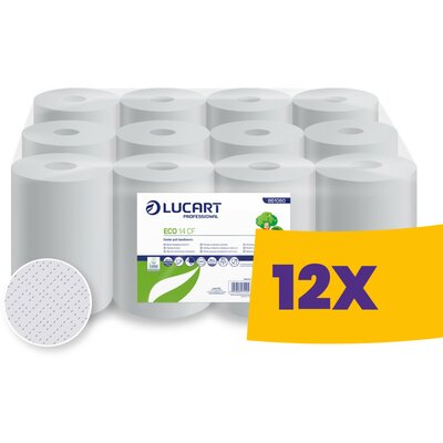 Lucart Eco 14 CF környezetbarát ipari törlőpapír 14cm átm. - 2 rétegű, fehér 55m (Karton - 12 tek)