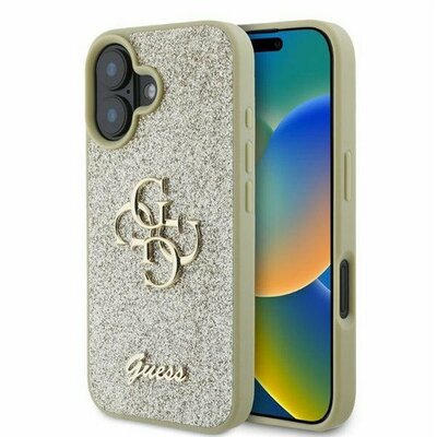 Guess Fixed Glitter Big 4G Apple iPhone 16 hátlap tok, arany