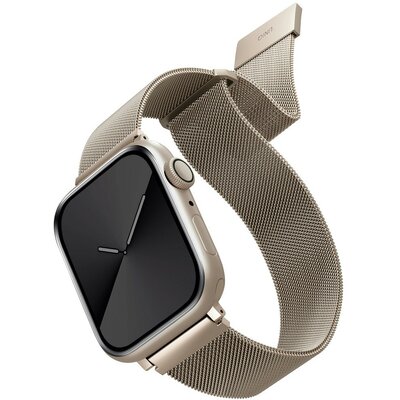 Apple Watch 1-6, SE (38 / 40 mm) / Watch 7-8 (41 mm), fém pótszíj, milánói stílus, mágnes zárral, Uniq Dante, csillagfény