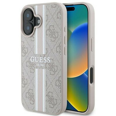 Guess 4G Printed Stripes MagSafe Apple iPhone 16 Plus hátlap tok, rózsaszín GUHMP16MP4RPSP