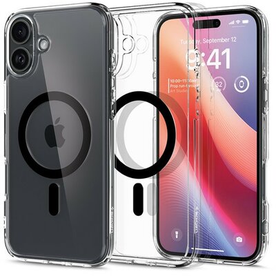 Spigen Ultra Hybrid MagFit iPhone 16 Plus MagSafe kompatibilis tok, fekete ACS08076