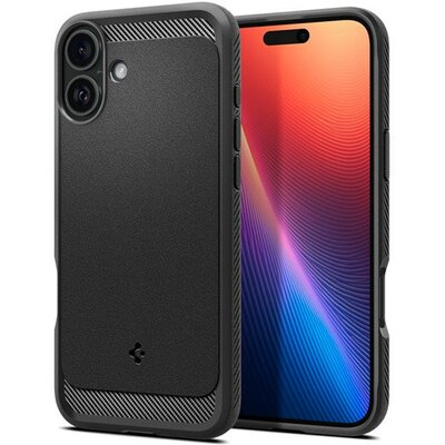 Spigen Rugged Armor MagFit Apple iPhone 16 Matte Black tok, fekete ACS08214