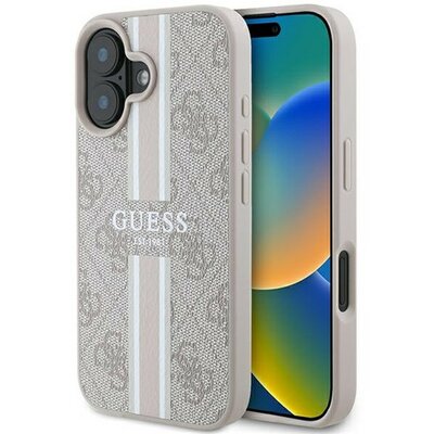 Guess 4G Printed Stripes MagSafe Apple iPhone 16 hátlap tok, rózsaszín GUHMP16SP4RPSP