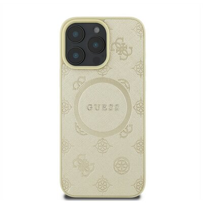 Guess Saffiano Peony Classic Logo Apple iPhone 16 Pro Max hátlap tok, arany GUHMP16XPSAPSMED