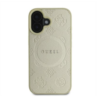 Guess Saffiano Peony Classic Logo Apple iPhone 16 hátlap tok, arany GUHMP16SPSAPSMED