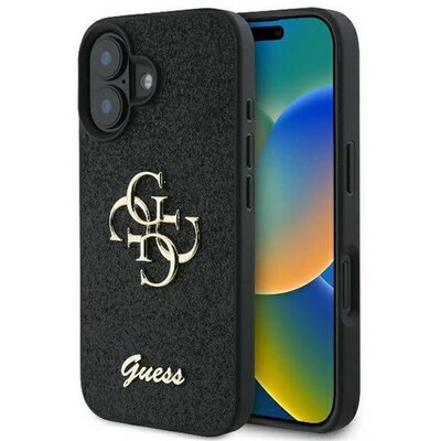 Guess Fixed Glitter Big 4G Apple iPhone 16 Plus hátlap tok, fekete/barna