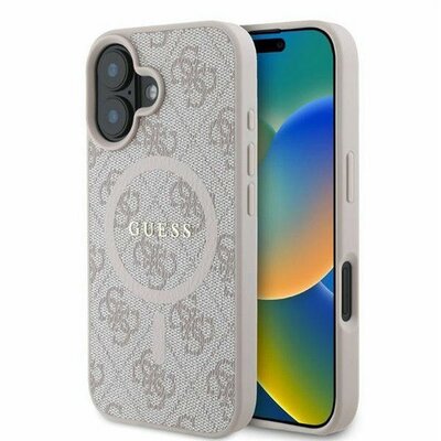 Guess 4G Ring Classic Logo Apple iPhone 16 Pro Max hátlap tok, fekete/barna GUHMP16XG4GFRK