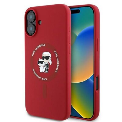 Karl Lagerfeld Silicone KC Heads Ring Apple iPhone 16 Plus hátlap tok, piros KLHMP16MSCMKCRHR