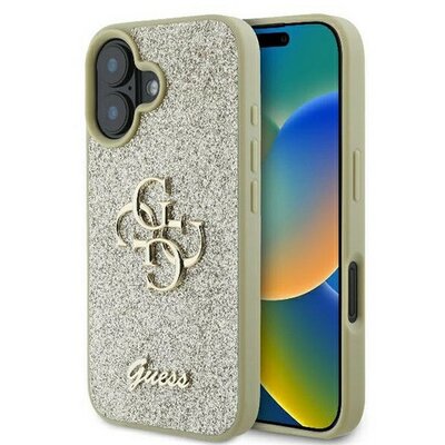 Guess Fixed Glitter Big 4G Apple iPhone 16 Plus hátlap tok, arany