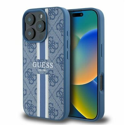 Guess 4G Printed Stripes MagSafe Apple iPhone 16 Pro Max hátlap tok, kék GUHMP16XP4RPSB