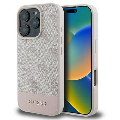 Guess 4G Bottom Stripe Apple iPhone 16 Pro Max hátlap tok, rózsaszín GUHCP16XG4GLP