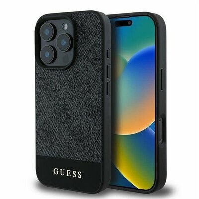 Guess 4G Bottom Stripe Apple iPhone 16 Pro hátlap tok, szürke UHCP16LG4GLGR