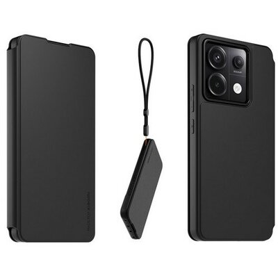 Xiaomi Redmi Note 13 Pro 5G / Poco X6 5G, Oldalra nyíló tok, stand, kártyatartóval, kézpánttal, fekete, gyári