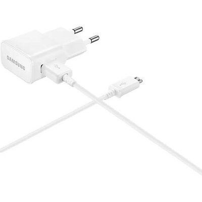 Hálózati töltő adapter, 10W, USB aljzat, microUSB kábellel, Samsung, fehér, gyári