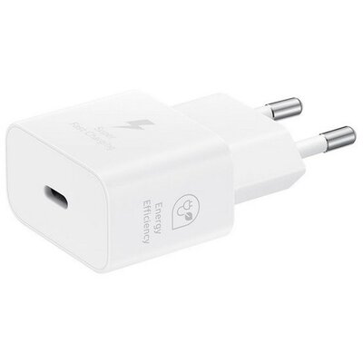 Hálózati töltő adapter, 25W, USB Type-C aljzat, PD, GaN, gyorstöltés, Samsung, fehér, gyári