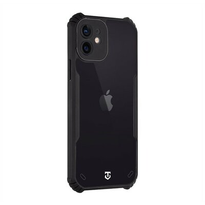 Apple iPhone 12 / 12 Pro, Szilikon tok, közepesen ütésálló, légpárnás sarok, Tactical Quantum Stealth, átlátszó/fekete