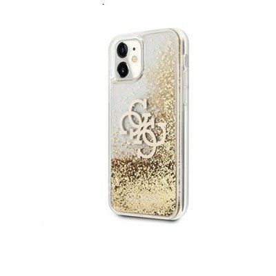 Guess TPU Big 4G Liquid Glitter Gold Apple iPhone 11 hátlap tok, átlátszó