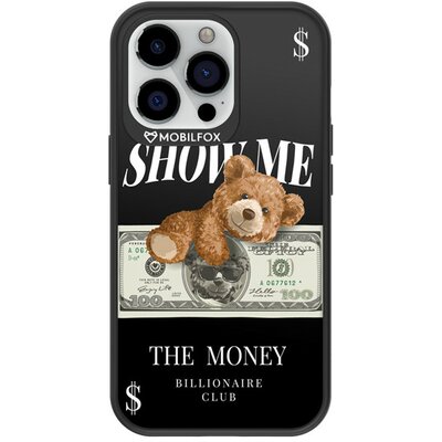 Apple iPhone 13 Pro, Műanyag hátlap védőtok + szilikon, közepesen ütésálló, Show Me The Money minta, Mobilfox Full Shock, mintás/fekete