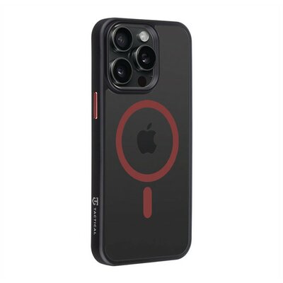 Apple iPhone 15 Pro Max, Műanyag hátlap védőtok + szilikon keret, közepesen ütésálló, Magsafe kompatibilis, Tactical MagForce Hyperstealth 2.0, áttetsző/fekete/piros