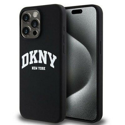 DKNY Liquid Silicone White Printed Logo Apple iPhone 13 Pro Max Magsafe hátlap tok, fekete