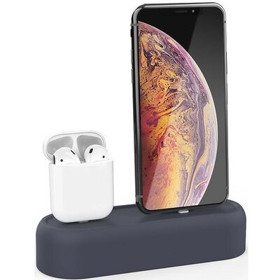 Asztali tartó állvány Apple AirPods és iPhone töltéséhez, AhaStyle PT55, fekete